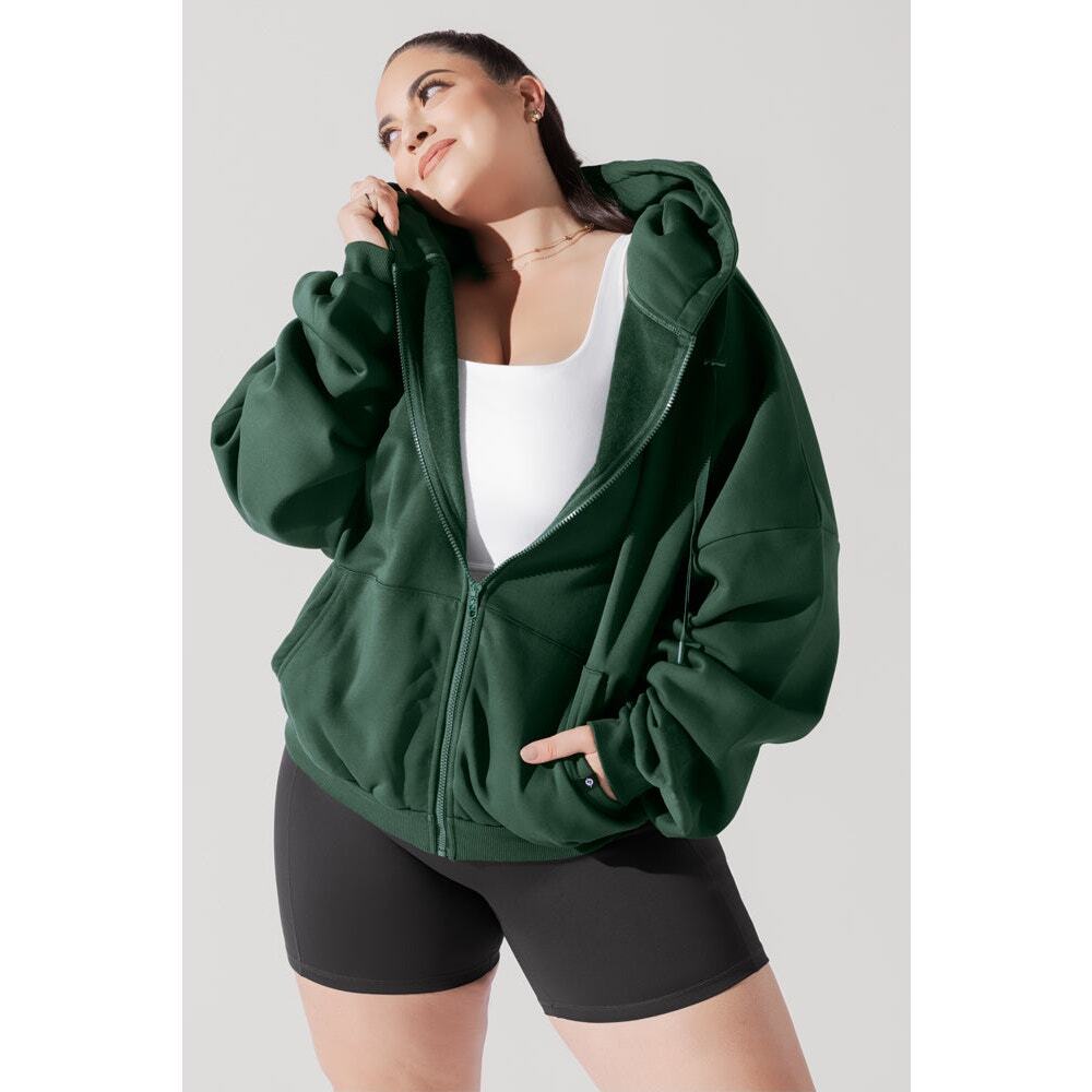 Popflex Full Zip Oversized Cloud Hoodie Game Time Green Large XL Athleisure - Picture 2 of 16